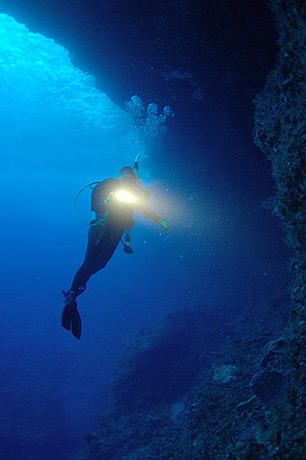 Diver cave entrance