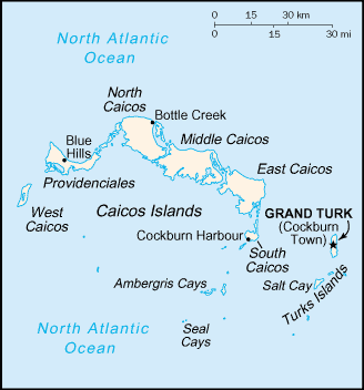 Map of the Turks and Caicos Islands, Public domain