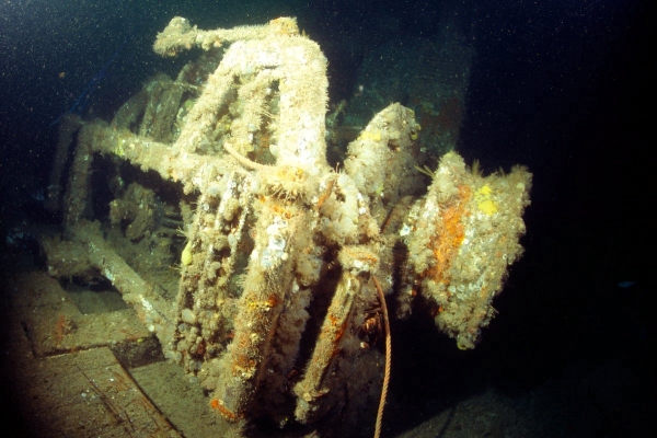 Winch on the wreck of the Fenella Ann, Isle of Man