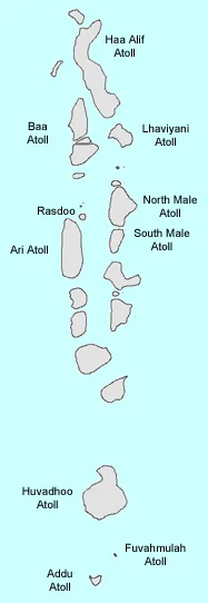 Map of Maldives scuba diving atolls