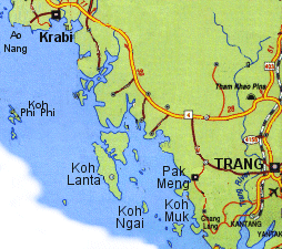 Map of South Thailand coast